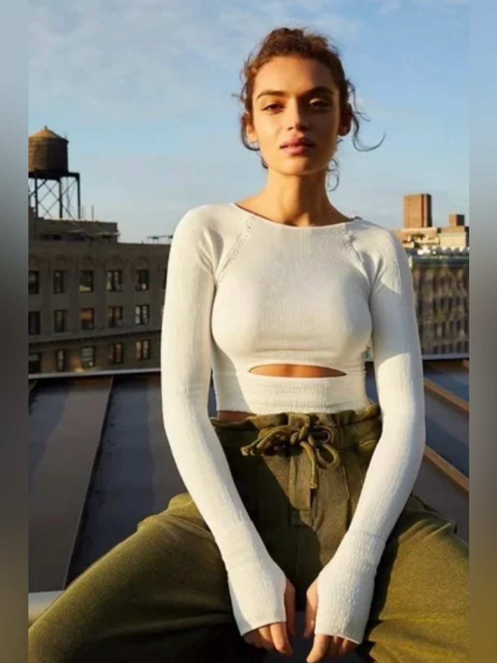 Free People Movement Cut It Out Long Sleeve Top in White